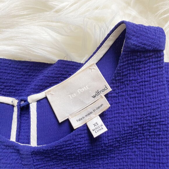 Aritzia Wilfred Le Fou Cobalt Blue Trompette Silk Crepe Raw Hem Mini Dress - Picture 7 of 8